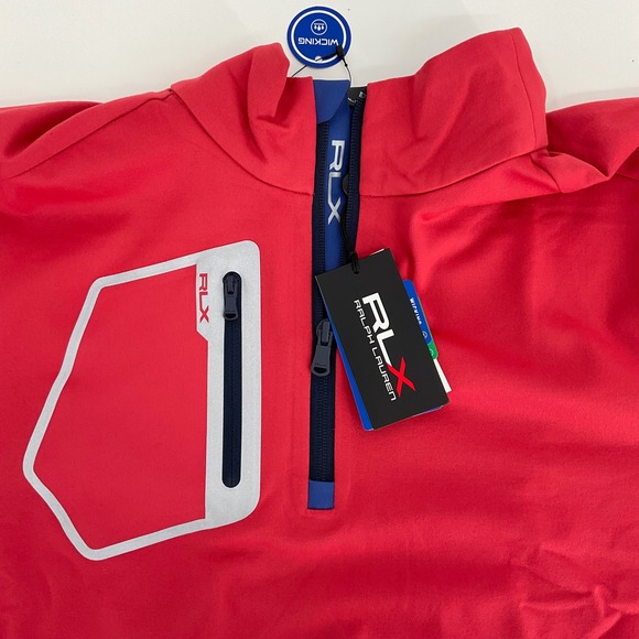 RLX Ralph Lauren Mens Red Quarter Zip Golf Pullover Jacket‎ Long Sleeve Size L - Picture 6 of 7